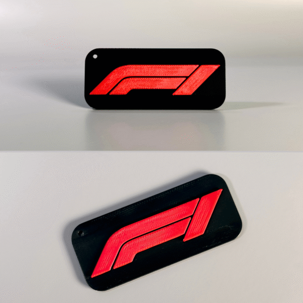 Authentic F1 car silhouette keyring – durable PLA material