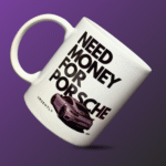 White ceramic Porsche mug collectible drinkware