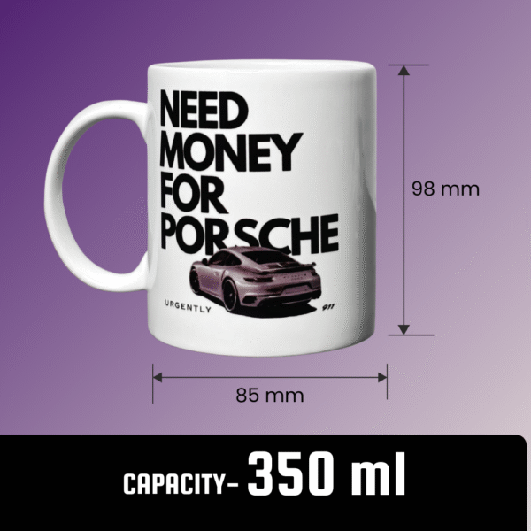 White ceramic Porsche mug collectible drinkware