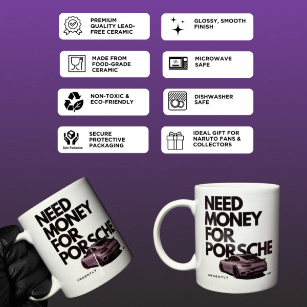 White ceramic Porsche mug collectible drinkware