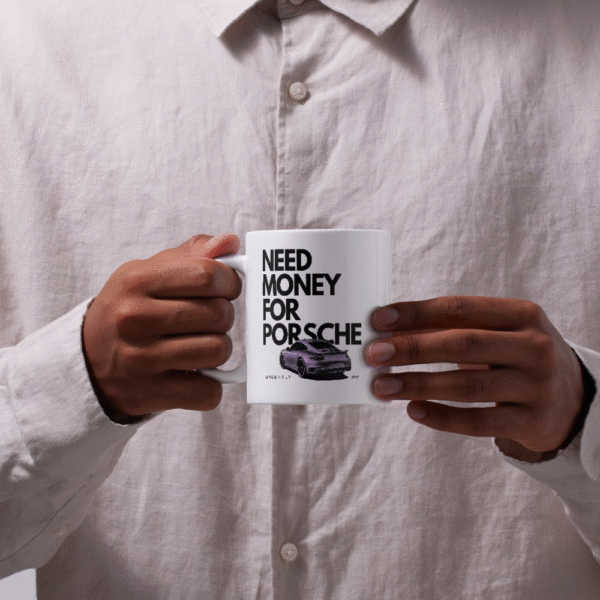 White ceramic Porsche mug collectible drinkware