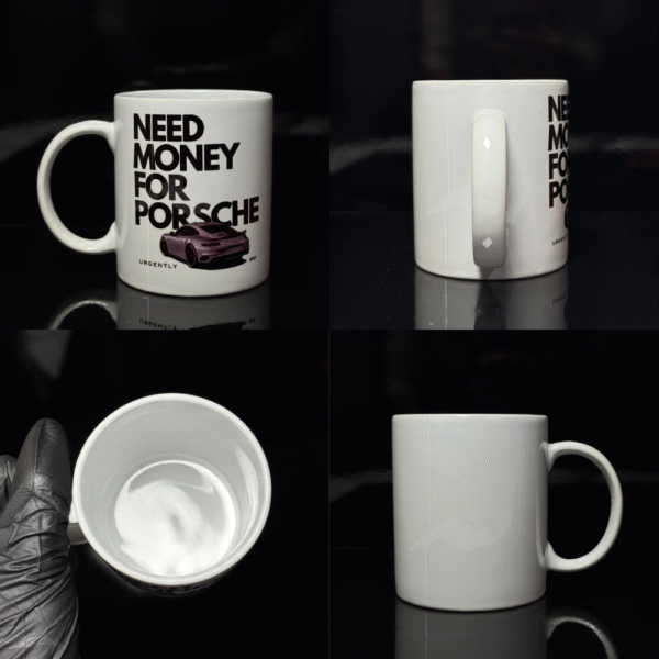 White ceramic Porsche mug collectible drinkware